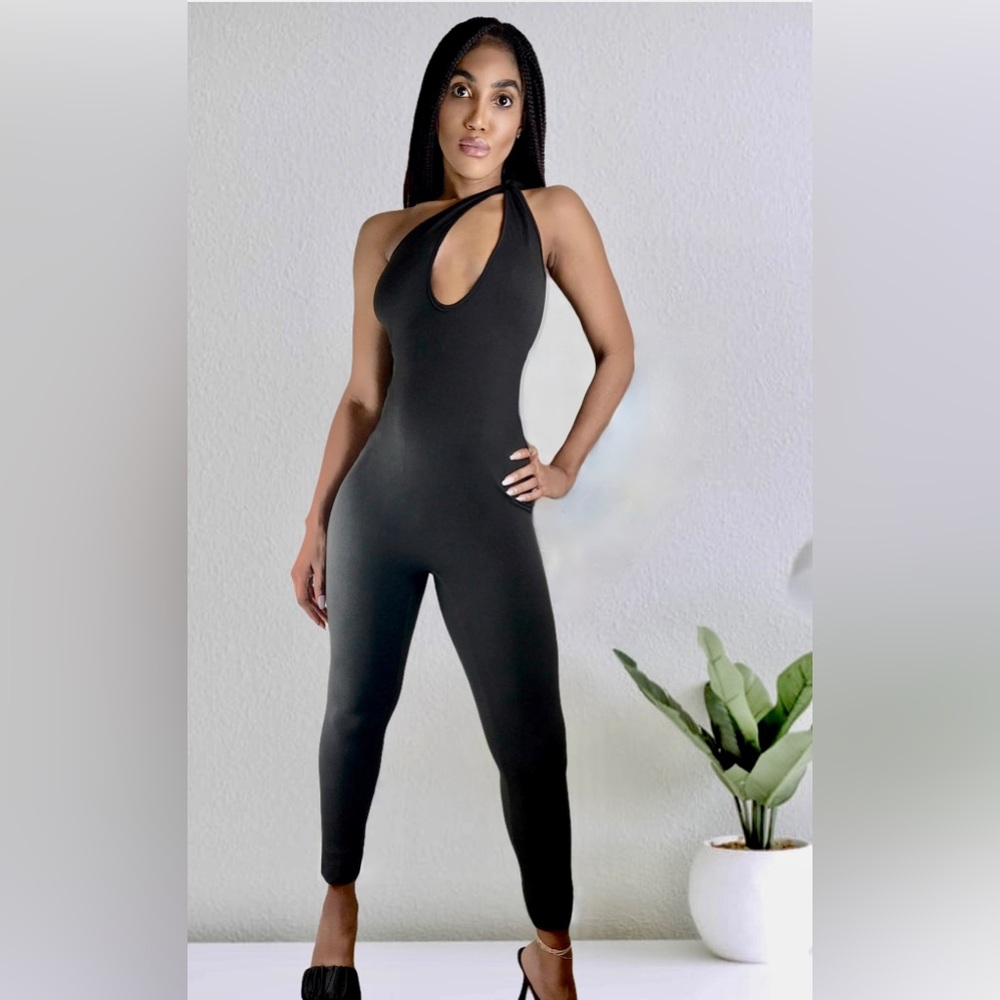 Black stylish jumpsuit. Lots of stretch. Perfect for night out
